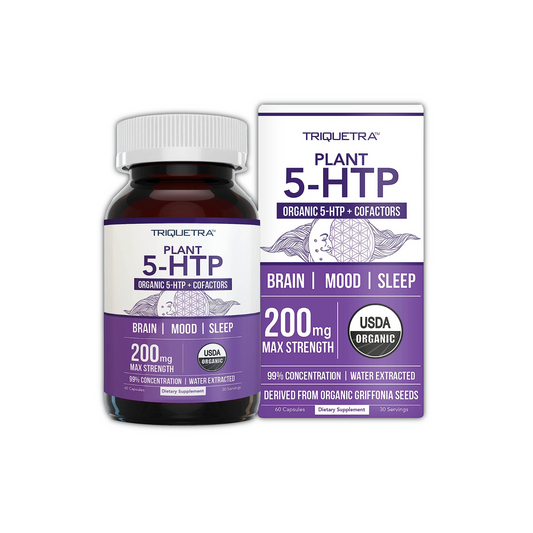 Organic 5-HTP with Vitamin B6 and Lions Mane, 200 mg 60 capsules by Triquetra