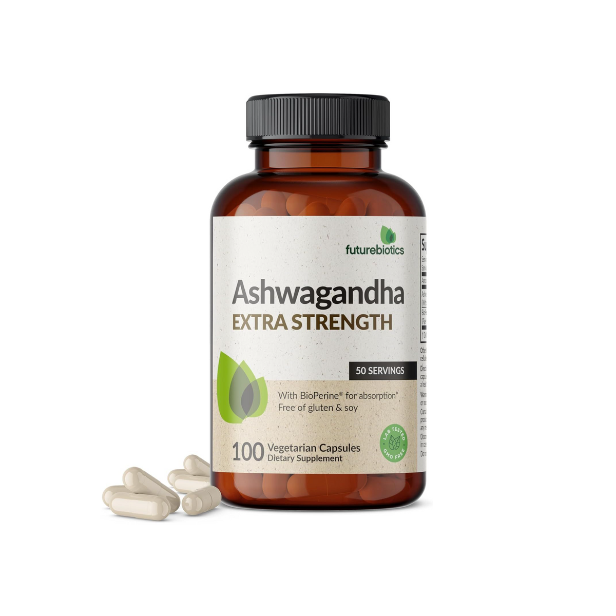 Ashwagandha Extra Strength Stress & Mood Support with BioPerine | 100 vegan capsules by Futurebiotics