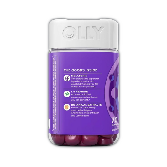 OLLY Sleep Gummies, Sleep Support, 3 mg Melatonin, L-Theanine, Chamomile and Lemon Balm Extracts | 90 Count