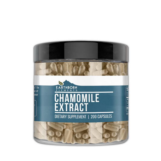 Chamomile Extract 200 Capsules, Pure & Undiluted, No Additives by Earthborn Elements